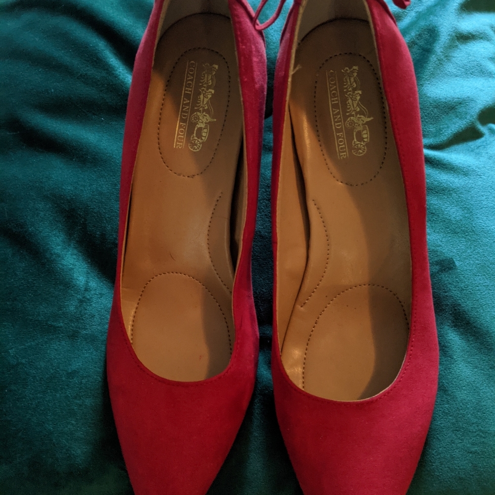 Coach and Four Red Suede Pumps